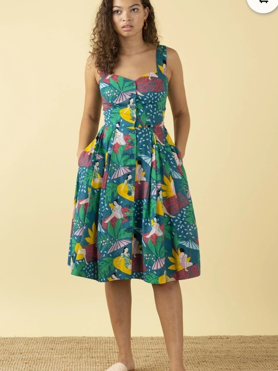 Emily And Fin Dresses & Skirts - Emily & Fin Jenny Riviera Poolside Print Sundress with Button Front Size 16UK
